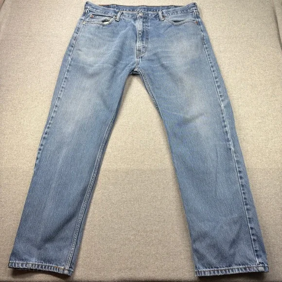 Levi's 505 Jeans Mens 40x30 Light Wash Straight‎ Leg Denim Thigh & Wallet Fade