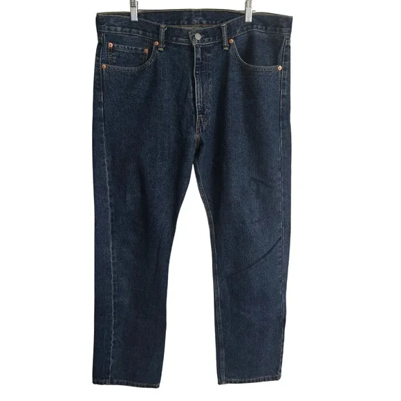 Levi's‎ 505 Regular Fit Jeans Men's 38x32 Dark Wash Blue Straight Leg Zipper