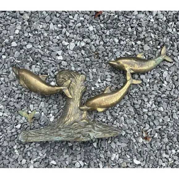 Brass Dolphins Swimming In‎ The Surf Beautiful Patina