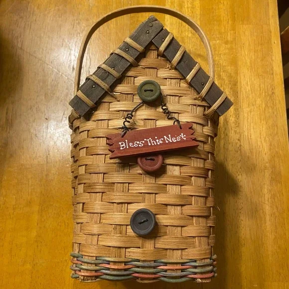 Bless This Nest Woven Birdhouse Basket Farmhouse‎ Decor Rustic