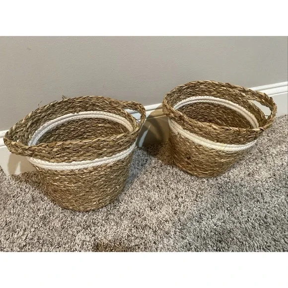 2 Wicker Storage Baskets 7.25