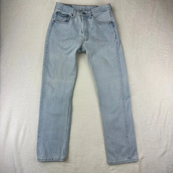 Levi's Jeans Mens 501 Straight W31 L32 Light‎ Wash Denim VTG Button Fly Cotton