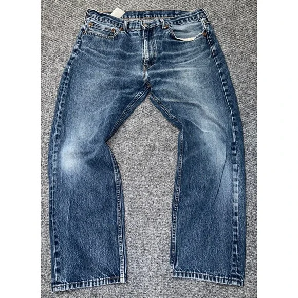 Levi's 505 Regular Fit Straight Leg Dark Wash Blue Denim Jeans‎ W38 L29
