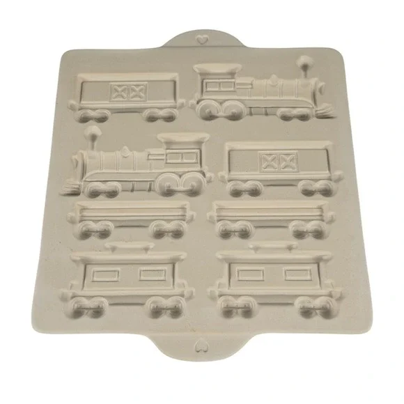 Pampered Chef Train Cookie Mold Stoneware Beige Excellent Vintage 1998 USA