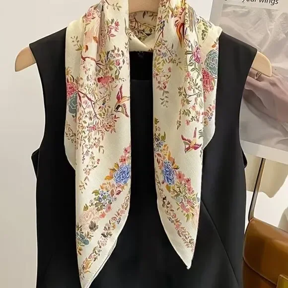 Floral  silky polyesterScarf