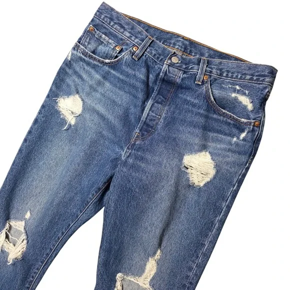 Levi's 501 Original Fit Distressed Jeans Mens 32x32 Edgy Skater Work Full Button