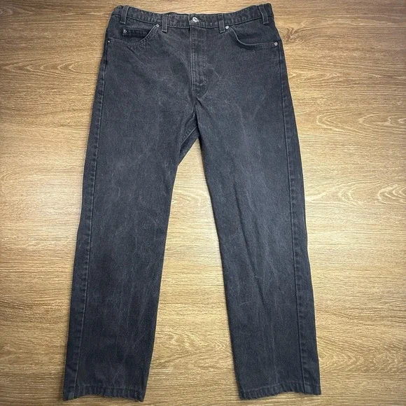 Levi's 505 Orange Tab Jeans Mens 38x30 Vintage USA Black Regular Fit Straight