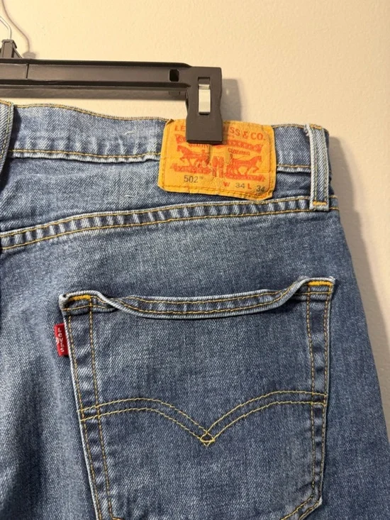 Levi's Men's Straight Jeans - Light Blue with Tan Patch
