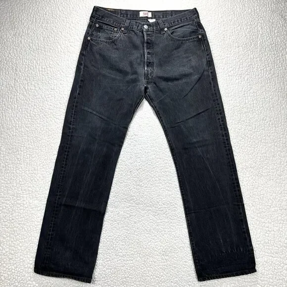 Vintage Levi’s 501 Jeans Men‎ 38x34 (Actual 35x33) Black Straight Classic Grunge
