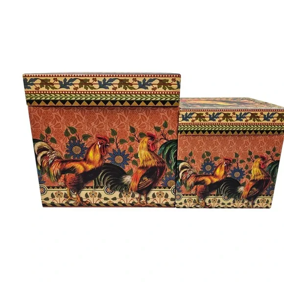 Pooch & Sweetheart Rooster Nesting Gift‎ Boxes Set of 2 The Gifted Line Kirshner