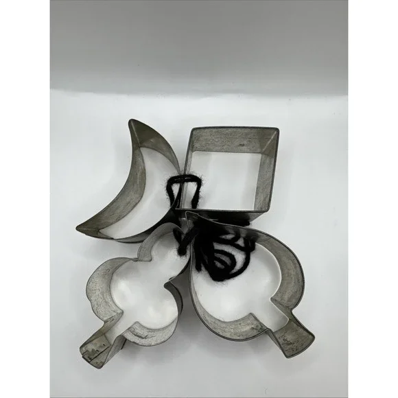 4 Vintage Tin Steel COOKIE CUTTERS Soldered Antique‎ Primitive Shapes