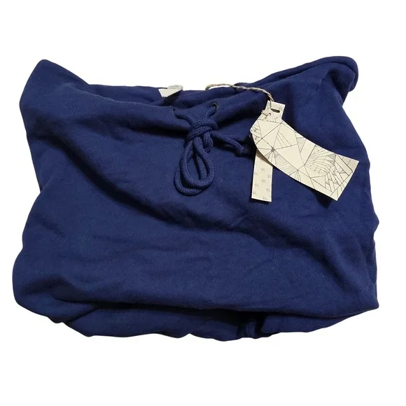 Grey State Funnel Neck Gaiter Blue Moon 100% Cotton Scarf Navy Drawstring NWT