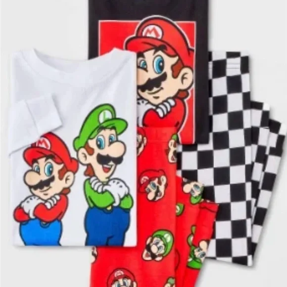 Toddler Boys' 4pc Snug Fit Super Mario Cotton Pajamas (2‎ Sets) - Red 5T