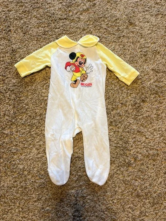 Vintage Mickey Mouse Big Gain football baby sleeper