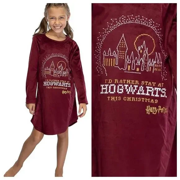 NEW Harry Potter Nightgown Girls Pajamas 10/12 Sleep Shirt Hogwarts Christmas