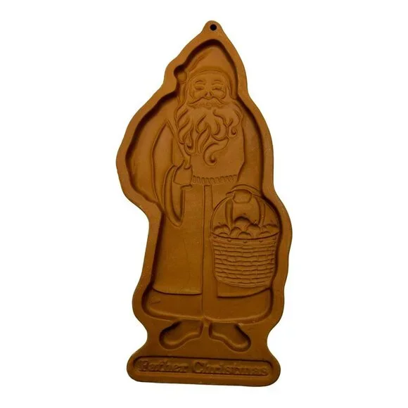 Longaberger 1990 Father Christmas‎ Cookie Mold Terra Cotta Pottery 9 inch