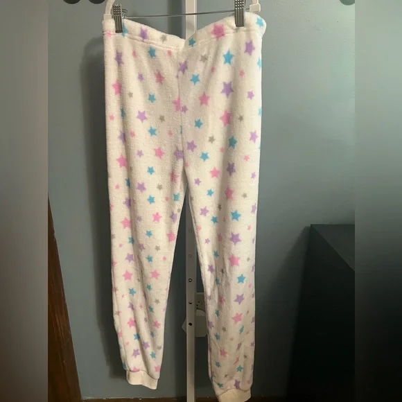 Canyon Creek White Plush Star Pajama Pants Pink, Purple & Blue Preloved
