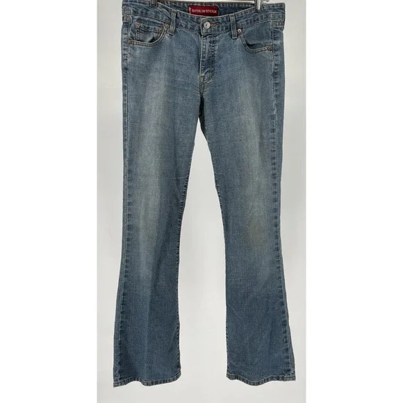 Levi's 518 Jeans Womens (33x32) 11 JR L Light Blue Superlow Bootcut Stretch Y2K