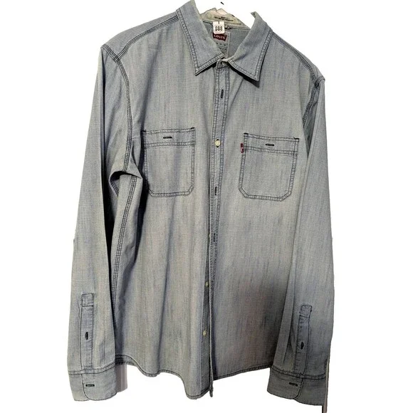 Levi Strauss Blue Denim Long Sleeve Shirt Mens XL