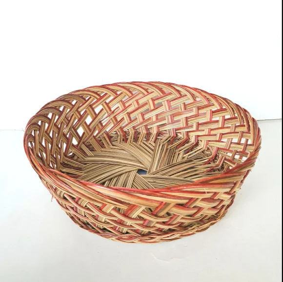 Woven rattan wicker basket bowl wall gallery fruit bowl boho shabby chic