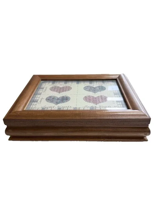 Wooden Storage Box with Replaceable Photo Display 8.5