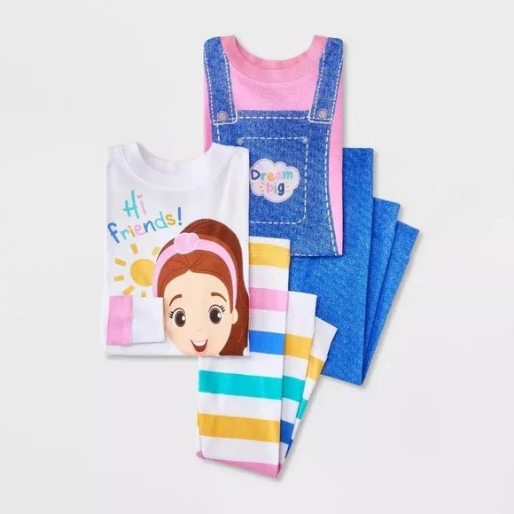 Miss Rachel Pajamas 4 Piece Set Girls 4T Colorful PJs Cotton NEW Pink Blue