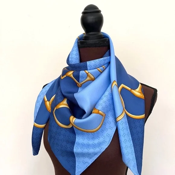 Gucci Scarf Logo Horsebit Equestrian Print 90cm Carre New With Defect