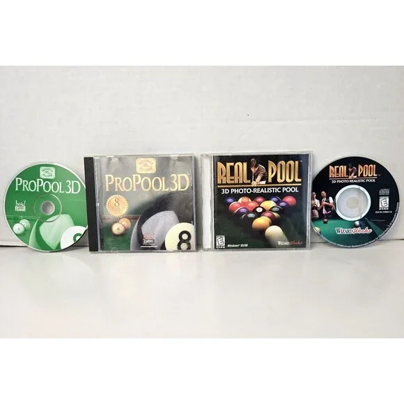 Vintage 3D Pool Simulation Games 1998 For Windows 95/98 - ProPool 3D & Real Pool