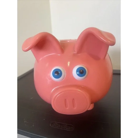 Vintage Pink Pig Piggy Bank, Just For Laughs, Avon Ohio