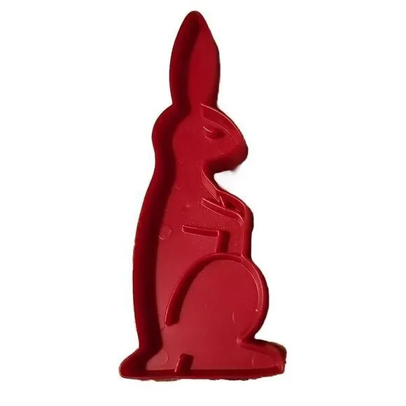 Vintage Red Tupperware Easter Bunny  Plastic Cookie‎ Cutter Rabbit Imprint