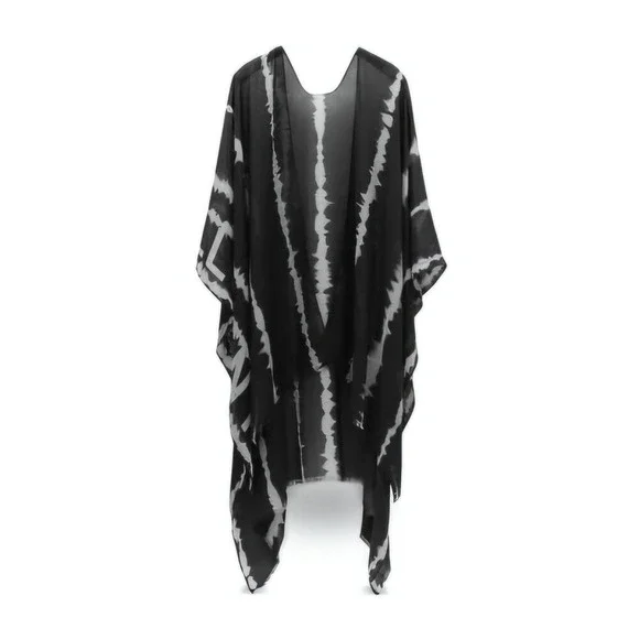 AllSaints Tie Stripe Ruana Women OS Black‎ Tie Dye Modal Wrap Scarf Lightweight