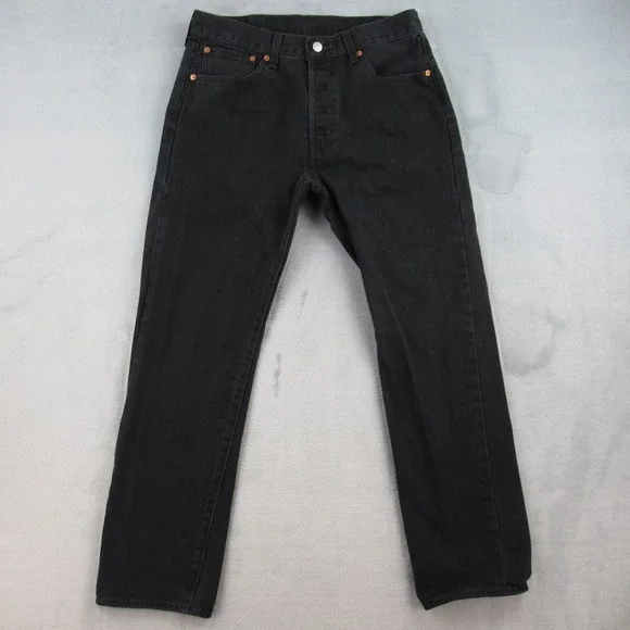 Levis 501 Mens Straight Leg Button Fly Jeans Black Denim W32 L30