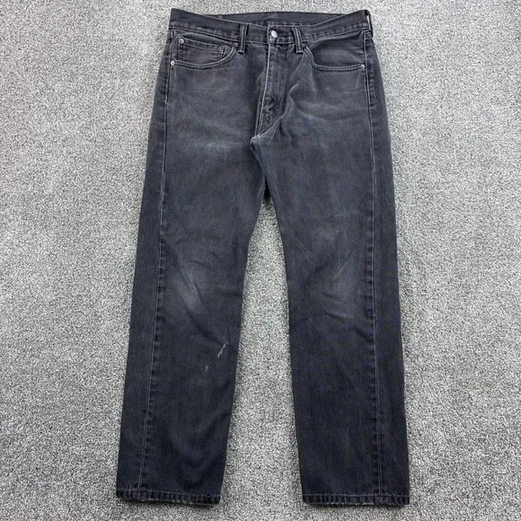 Levi's 505 Jeans Mens 35x32 Black Cotton Regular Fit Straight Leg 00505-0260
