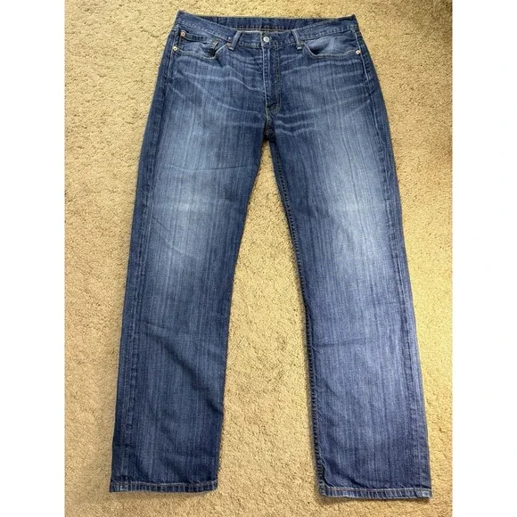 Levis 514 Jeans Men 38x34 Blue Straight Leg Mid Rise Preppy