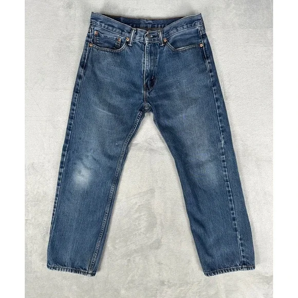 Levi's 505 Jeans Men's 34x29 Blue Cotton Regular Fit Medium Wash Straight Leg
