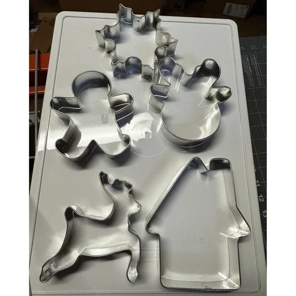 Christmas Cookie Cutter Set - 5 Piece Holiday Cookies Molds Stainless Steel NEW