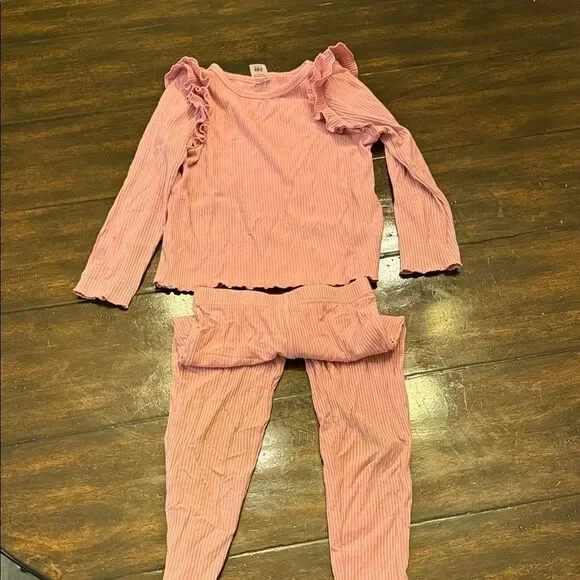 Little Sleepies Coral Ruffled Pajama Set