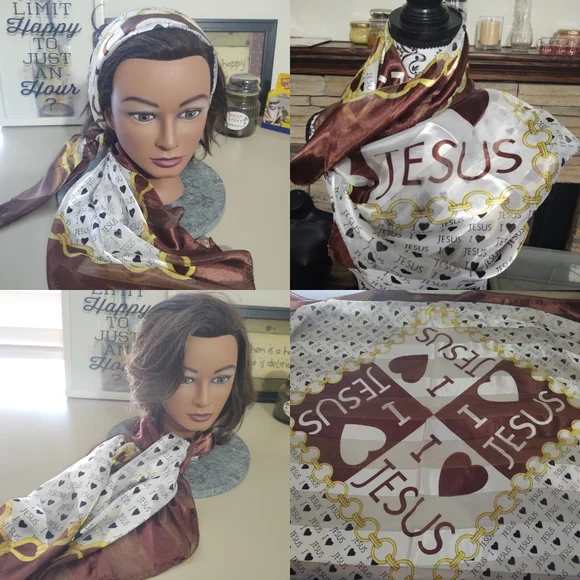 I ❤️ Jesus Satin and Chiffon Scarf