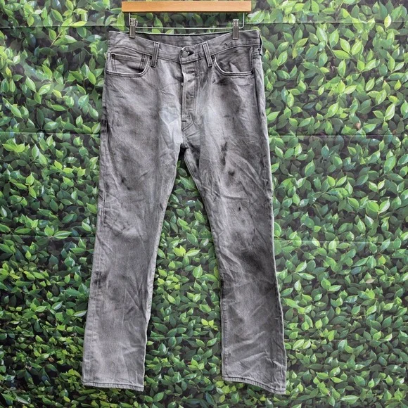 Levis 501 WaterLess Jeans Mens W34 L30 Gray Straight Leg Button Fly Denim