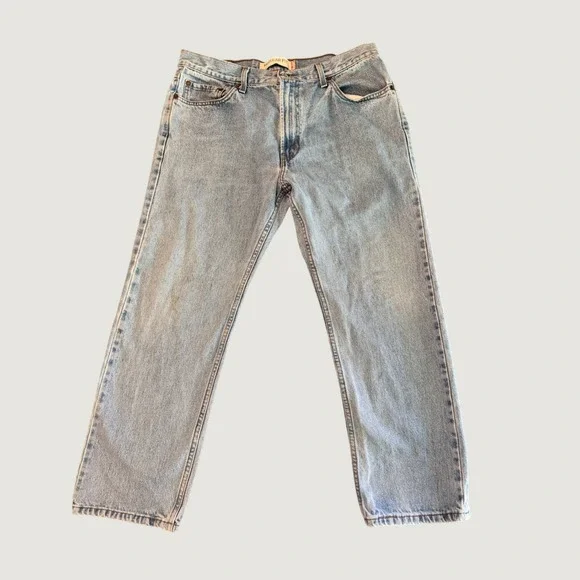 Levis 505 Regular Fit Jeans Light Wash Blue Mens 36x28 Straight Leg Denim