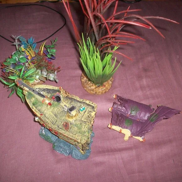 Aquarium Fish Tank Landscape Pirate Ship Wreck Ship Decor Plants Resin Boat Lot