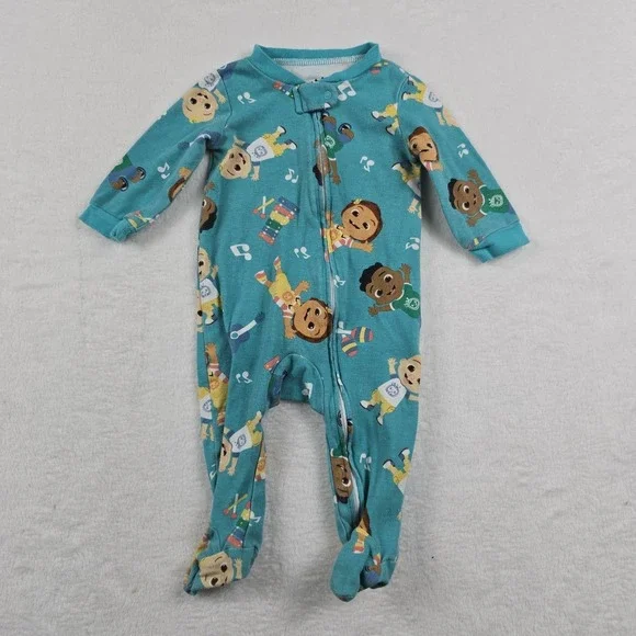 Cocomelon Infant Boys Blue JJ's Knit Blanket‎ Sleeper Pajamas 3-6 Months