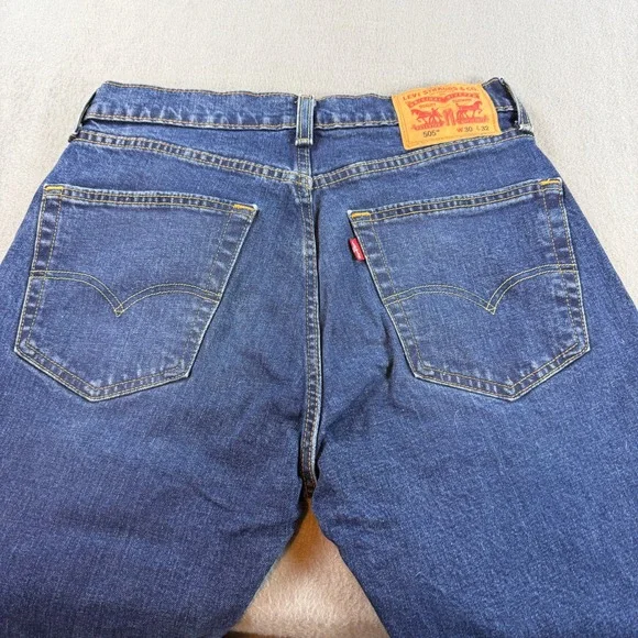 Levis 505 Regular Fit Straight Leg Jeans Mens 30x32 Blue Denim Pants