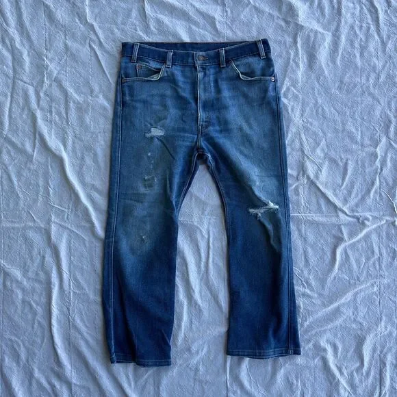 Vintage Distressed orange tab little‎ e Levis pants