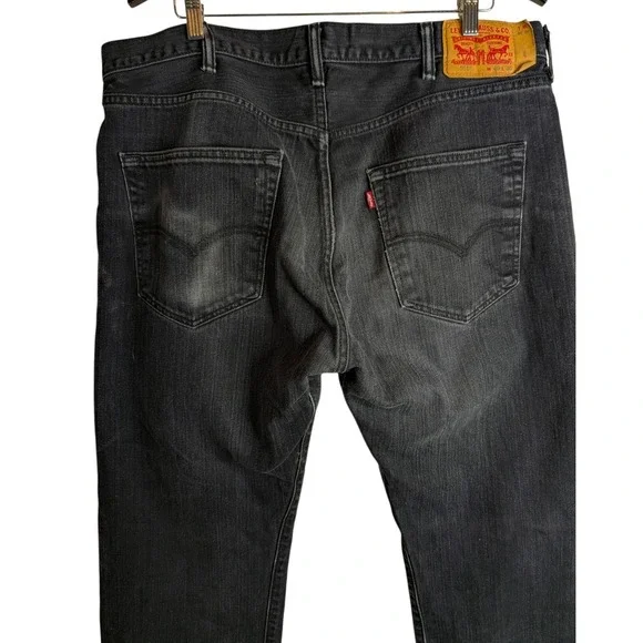Levis 501 Original Fit Button Fly Jeans Faded Black Straight Leg 40x30