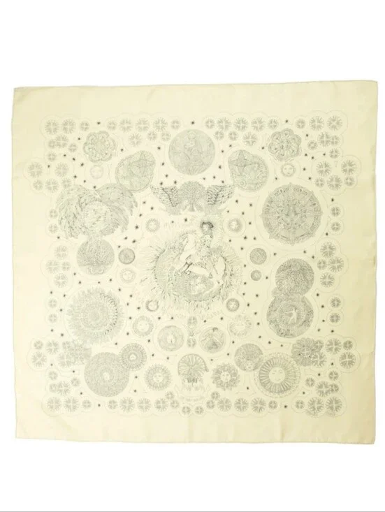 Hermès Le Roy Soleil Silk Medallion Print Hand Rolled Large Scarf