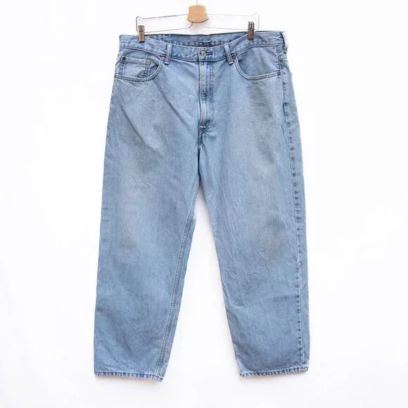 Levis Jeans Mens 40x30 Blue 550 Relaxed‎ Straight American Light Wash Denim