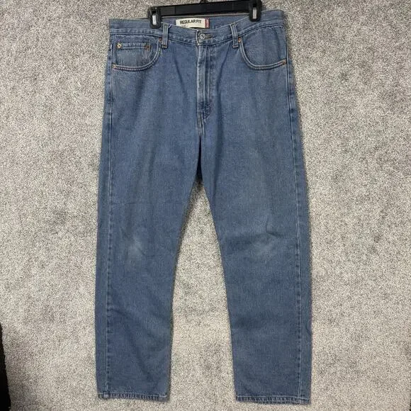 Levis 505 Regular Fit Jeans Mens 36x31 Blue Straight Leg Denim Mid Wash Classic