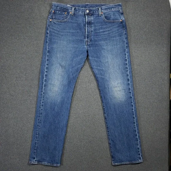 Levi Premium Big E Jeans Mens 38x34 Blue Medium Wash Denim Button Fly‎