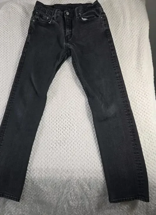 Levis 502 Regular Taper Jeans Mens 30x32 Gray Black Wash Denim Pants #0127